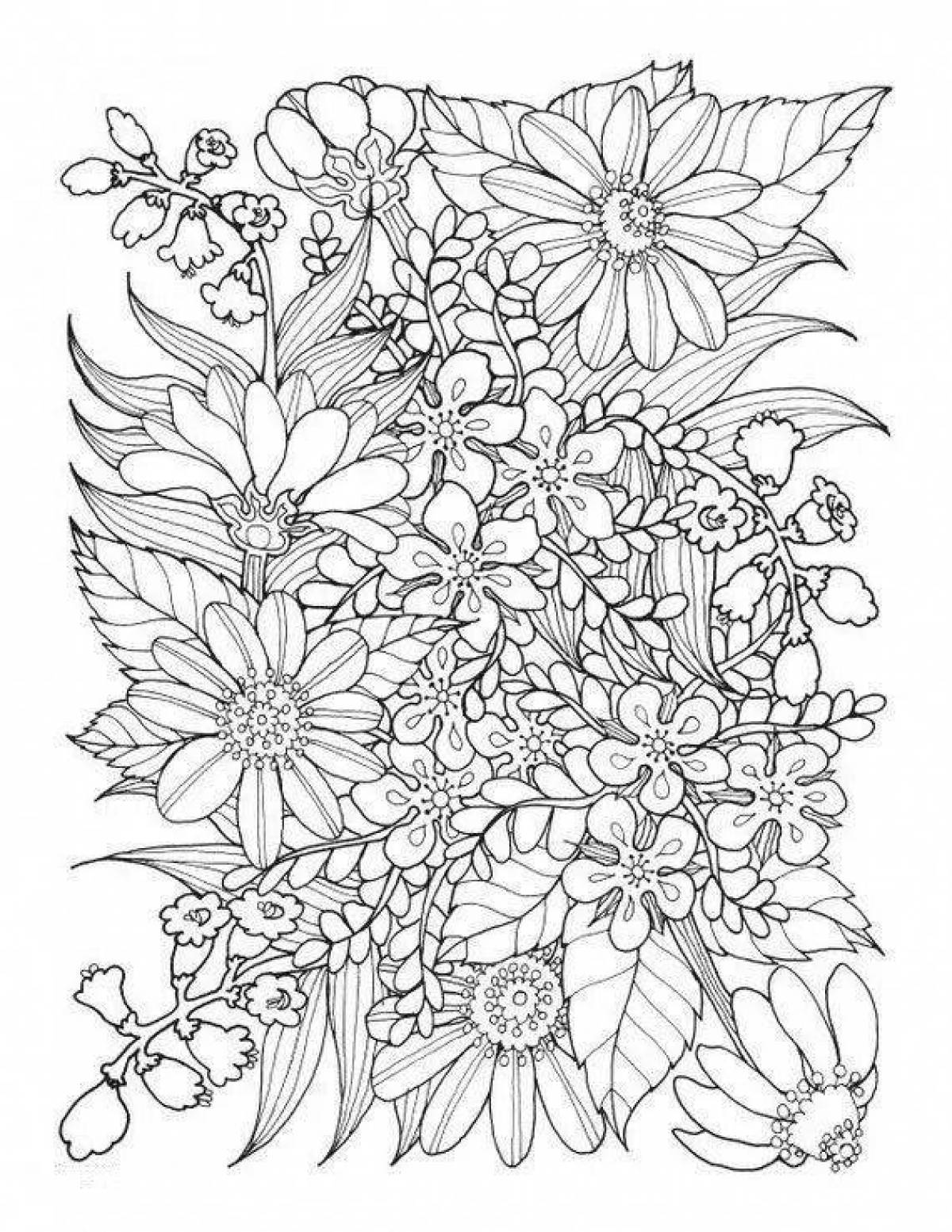 Exquisite intricate flower coloring book