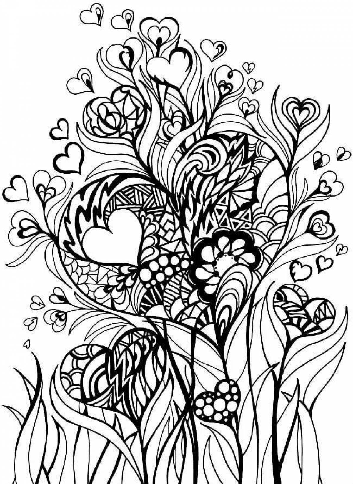 Intriguing complex flower coloring book