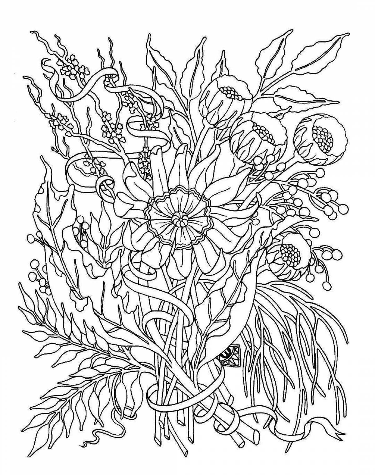 Incredibly complex flower coloring book