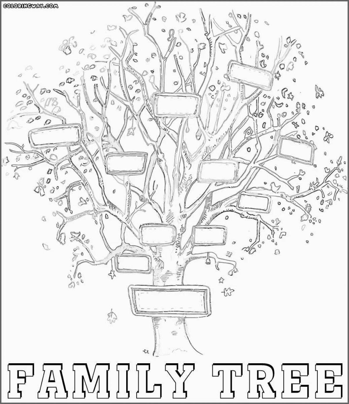 Family tree live coloring page