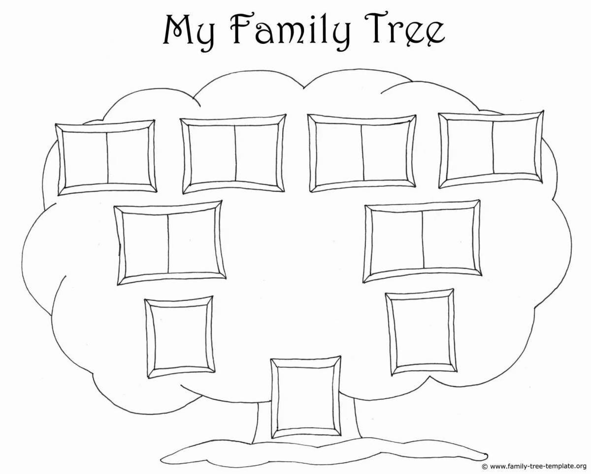 Charming family tree coloring page