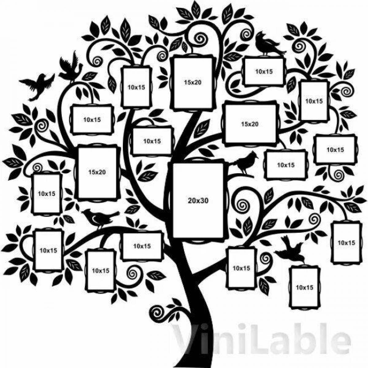 Amazing family tree coloring page