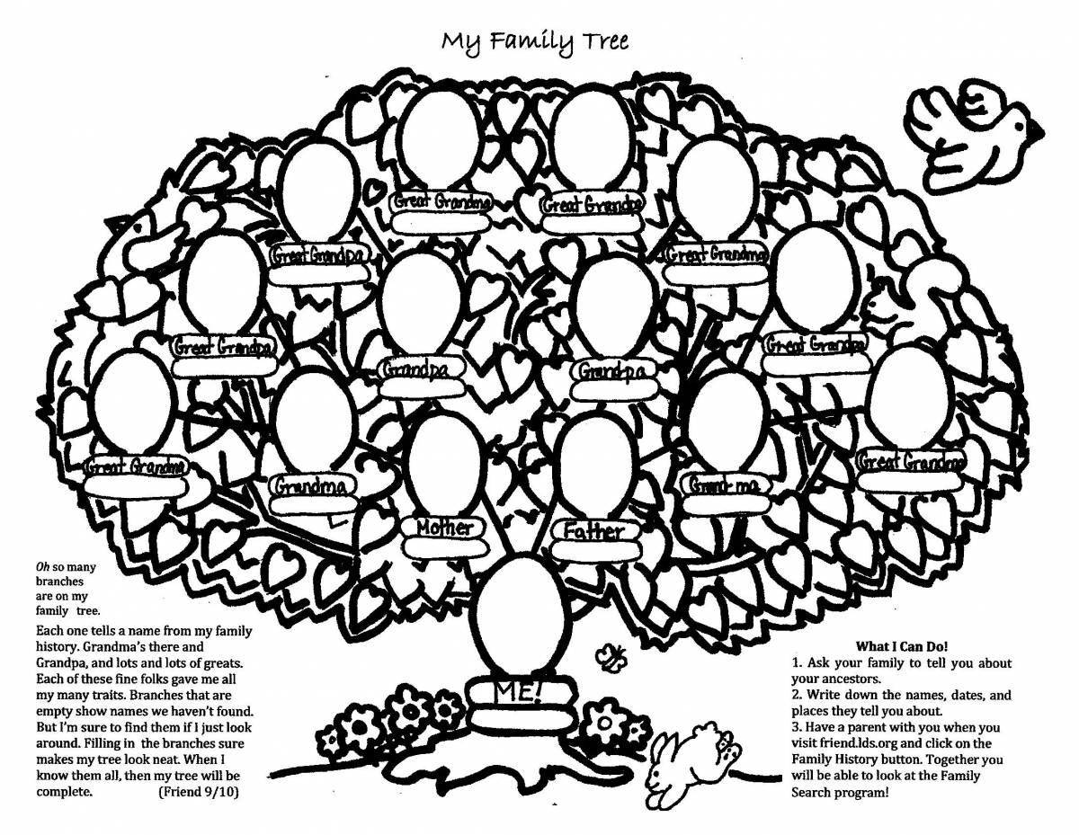 Large family tree coloring book