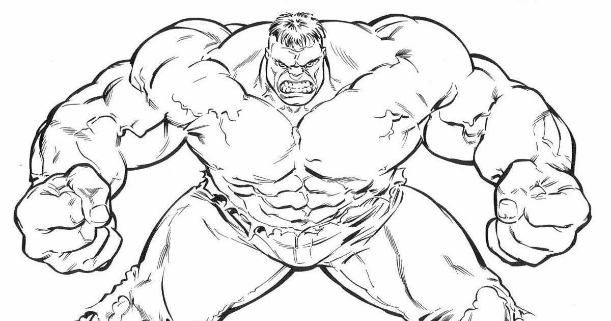 Glowing red hulk coloring page