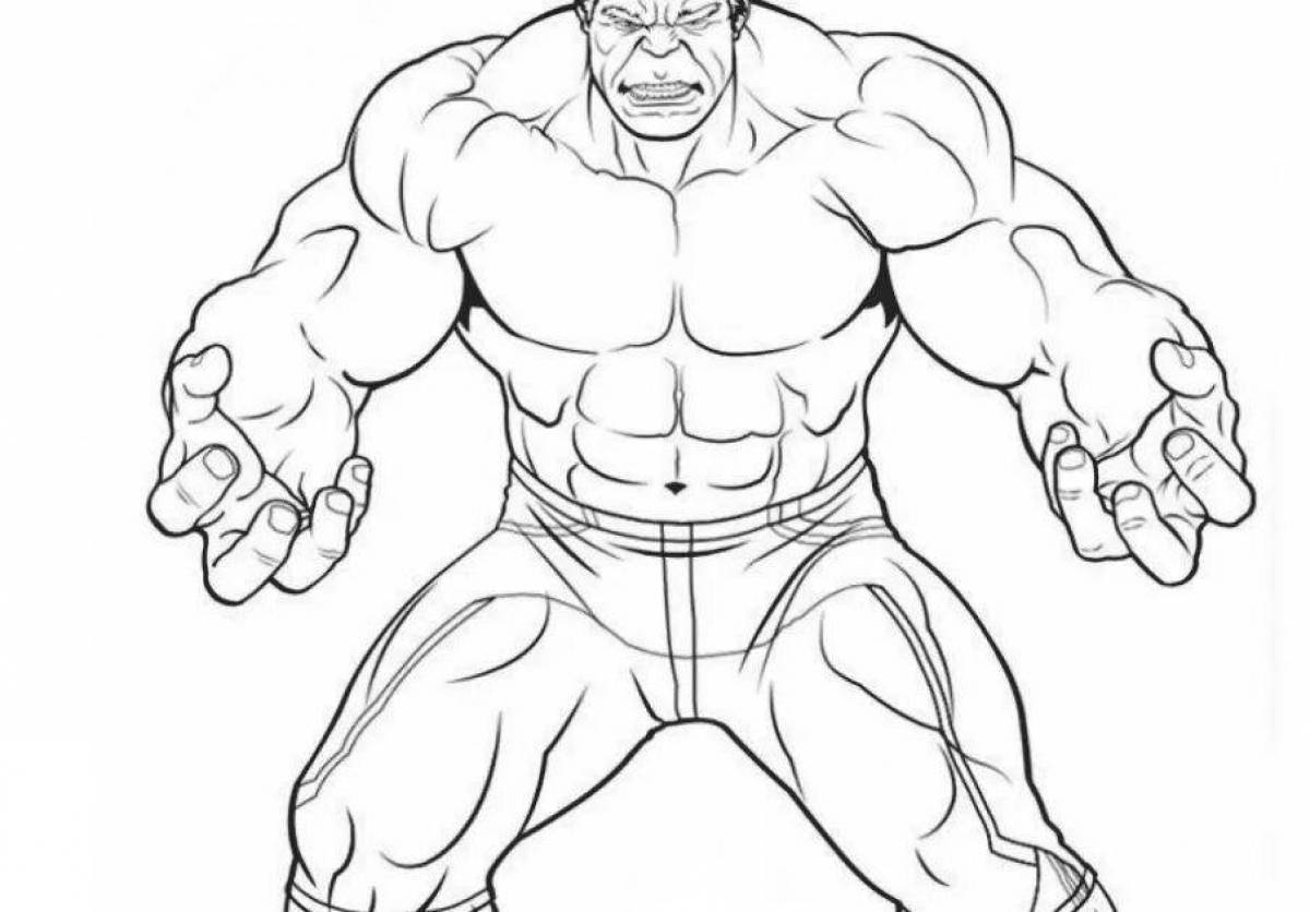 Brightly colored red hulk coloring page