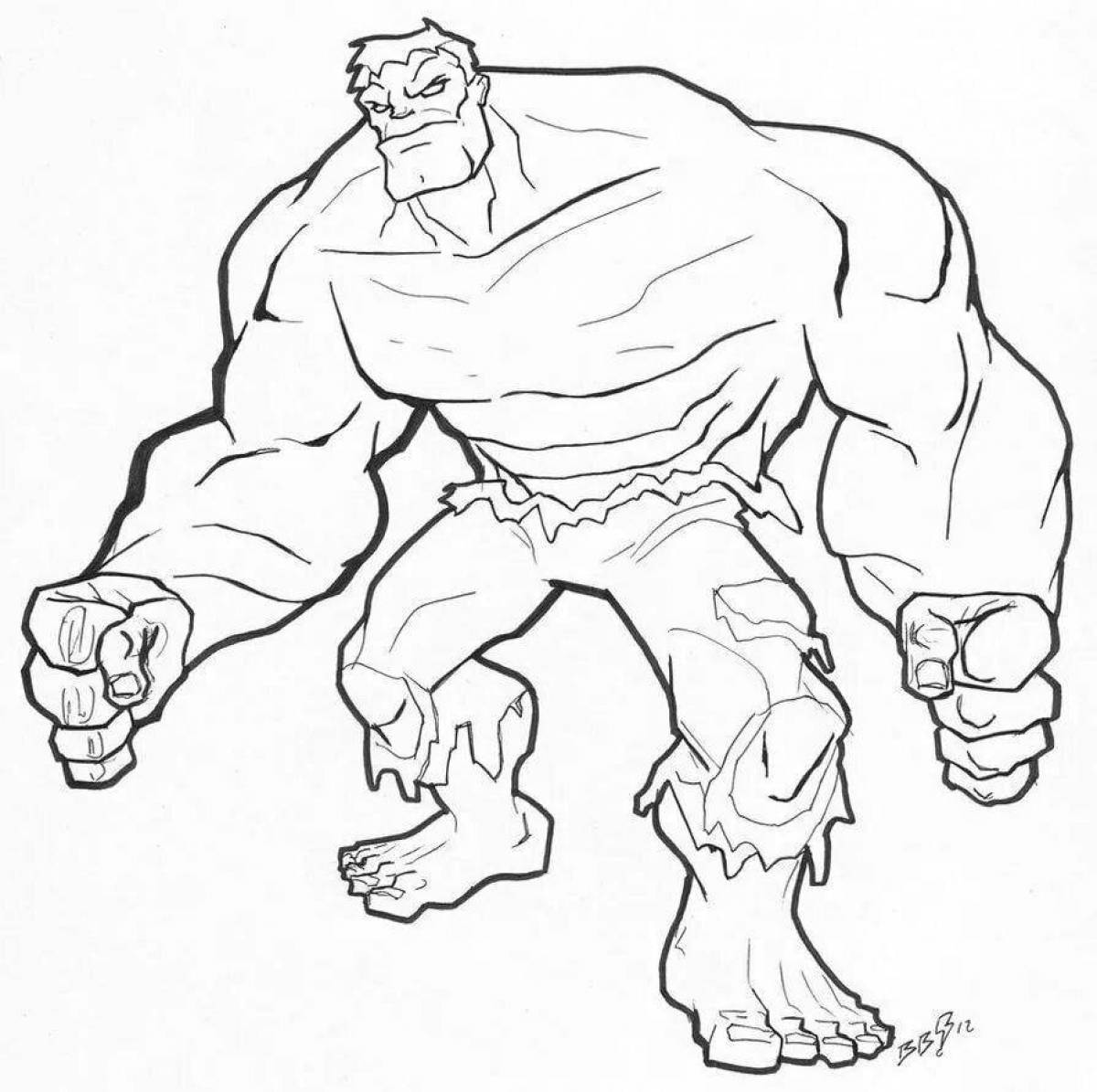 Richly colored red hulk coloring page