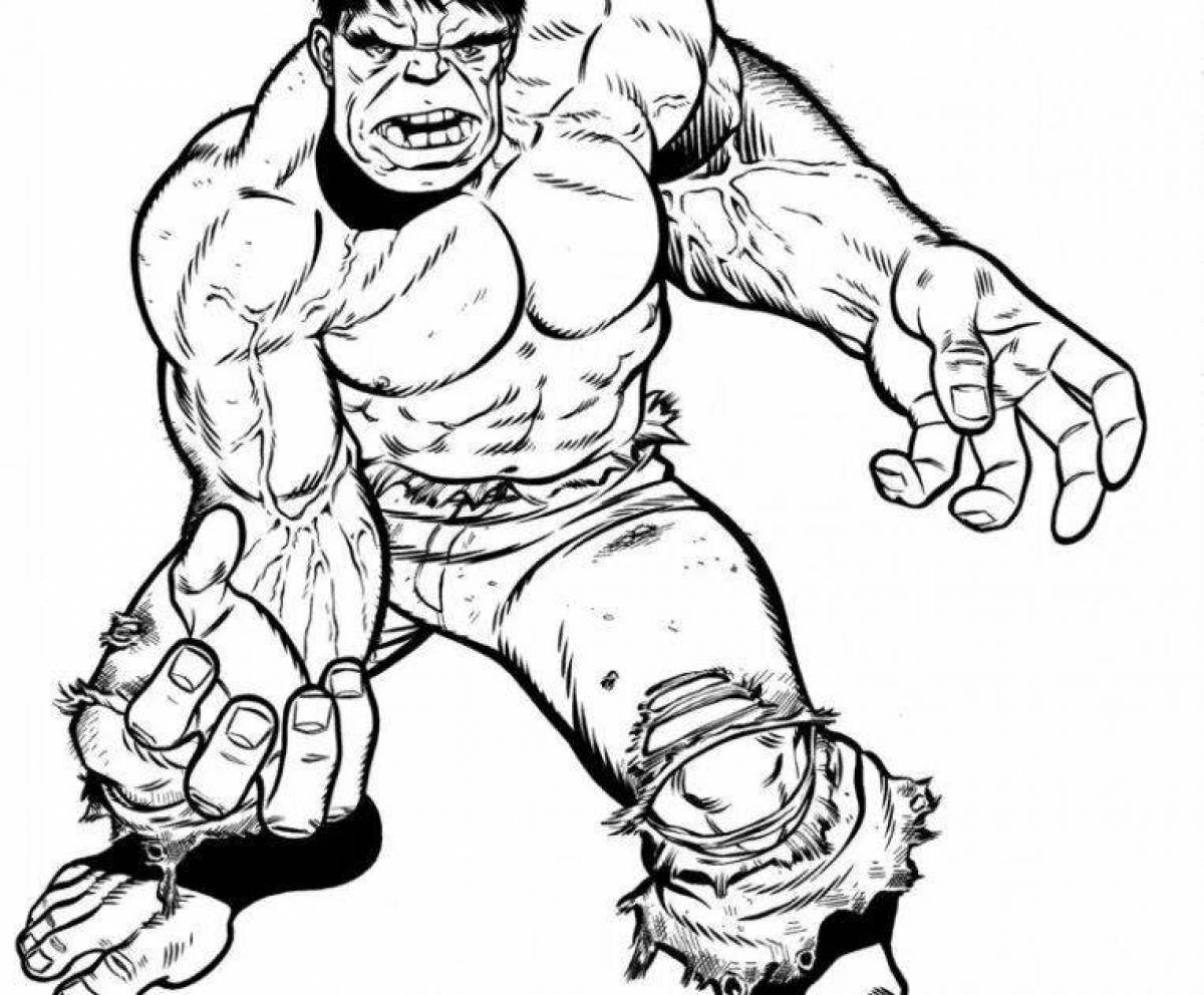 A strikingly colored red hulk coloring page