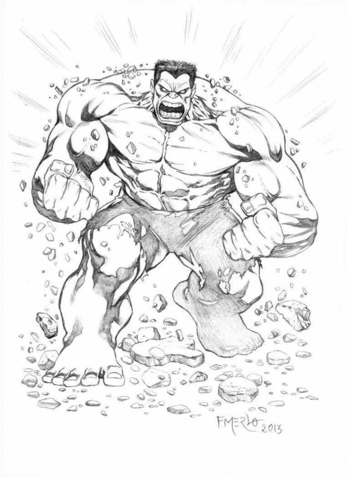 A strikingly colored red hulk coloring book
