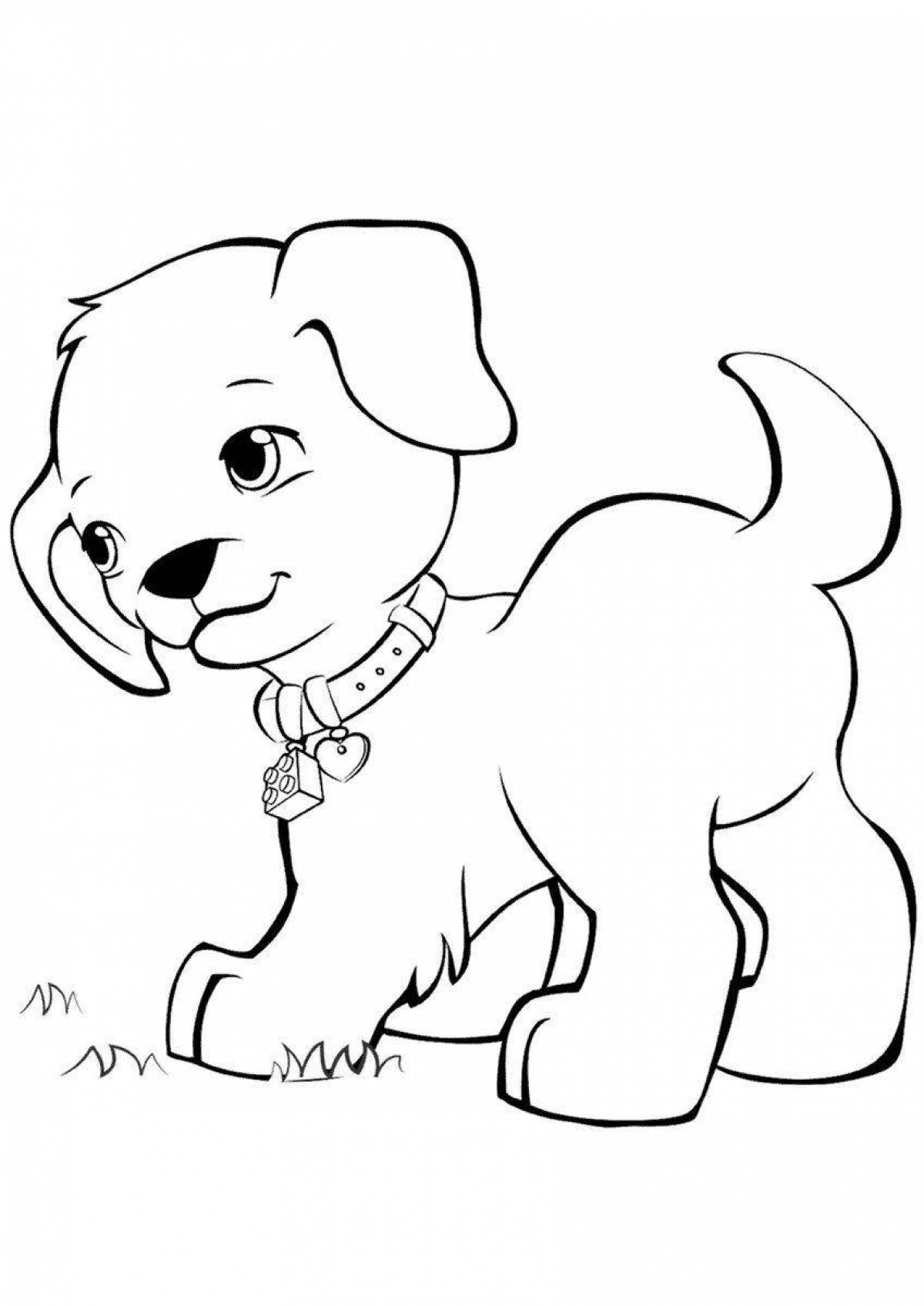 Friendly dog ​​and animal coloring pages