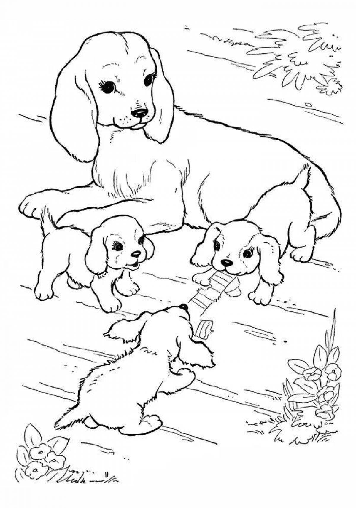 Loving dog animal coloring pages