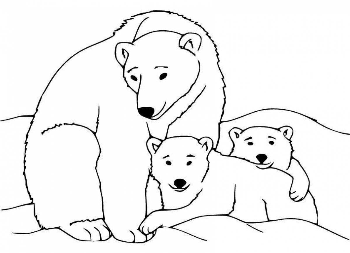 Coloring book loving white teddy bear