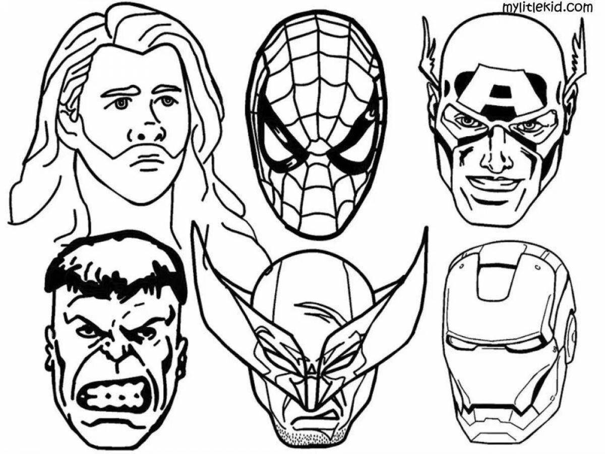 Glowing coloring pages superheroes all