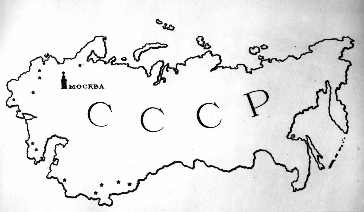 Coloring book funny map of the ussr