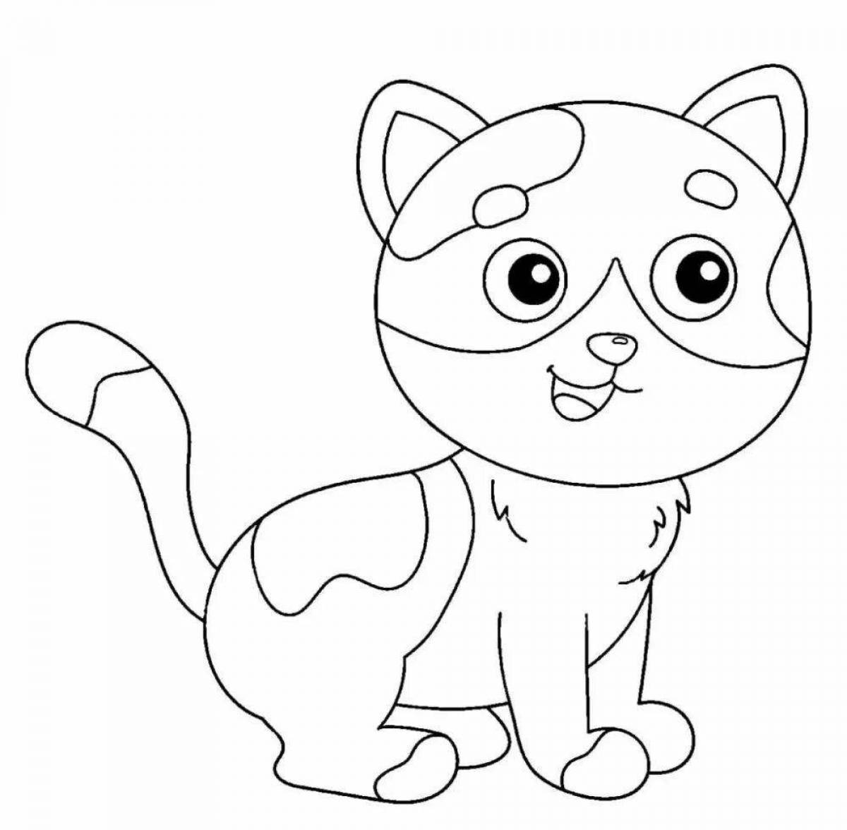 Coloring page cheerful kitten booboo