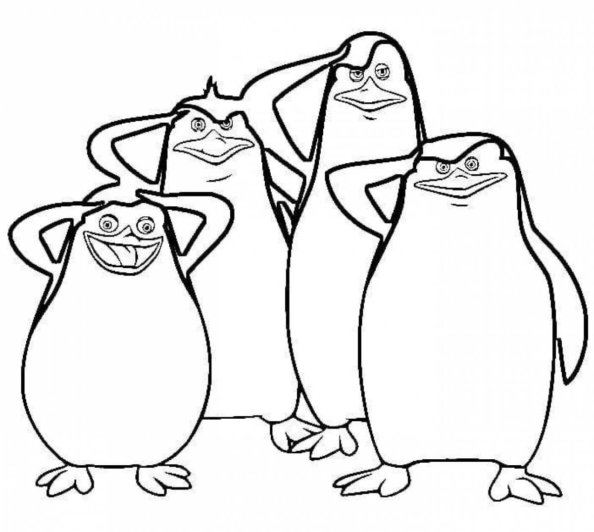 Раскраски для детей пингвины из Мадагаскара