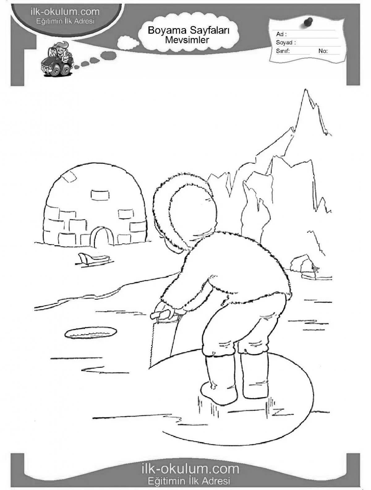 Заманчивая страница раскраски «безопасность на льду»