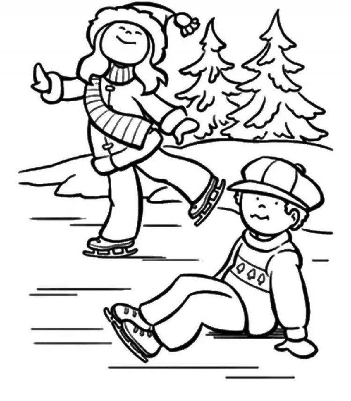 Attractive ice safety coloring page