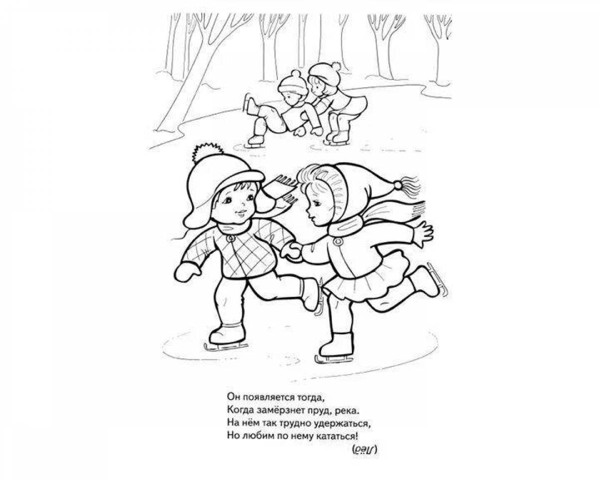 Informative Ice Safety Coloring Page