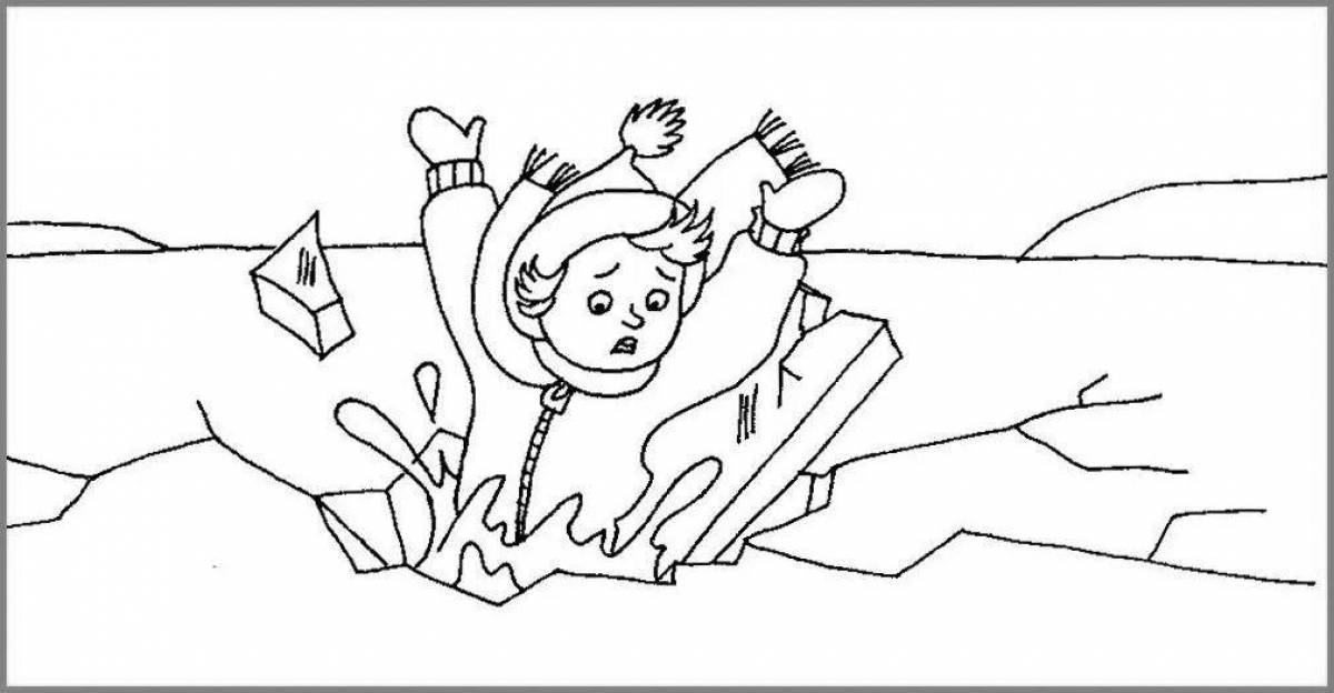 Creative ice safety coloring page
