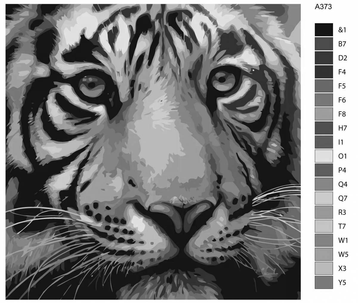 Majestic tiger color by number