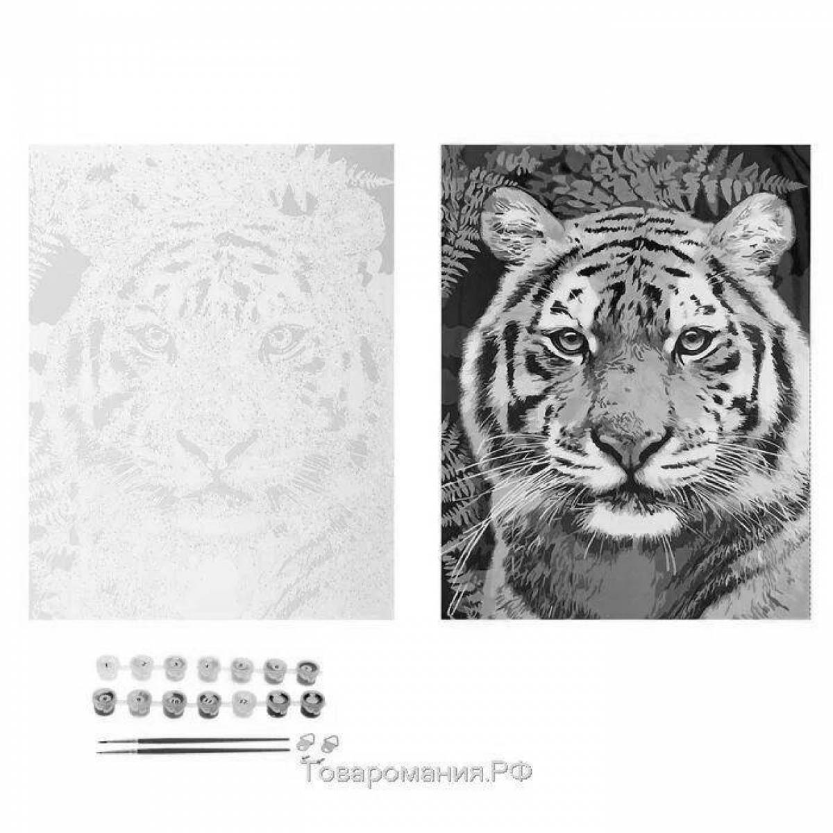 Exquisite tiger coloring by numbers