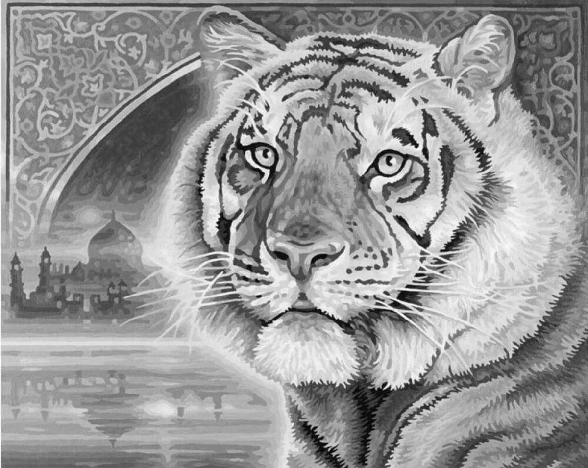 Beautiful tiger coloring by numbers