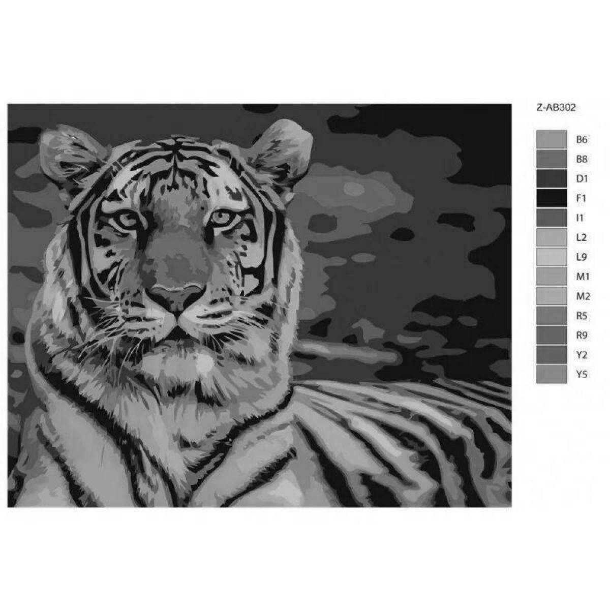 Delicate tiger coloring by numbers