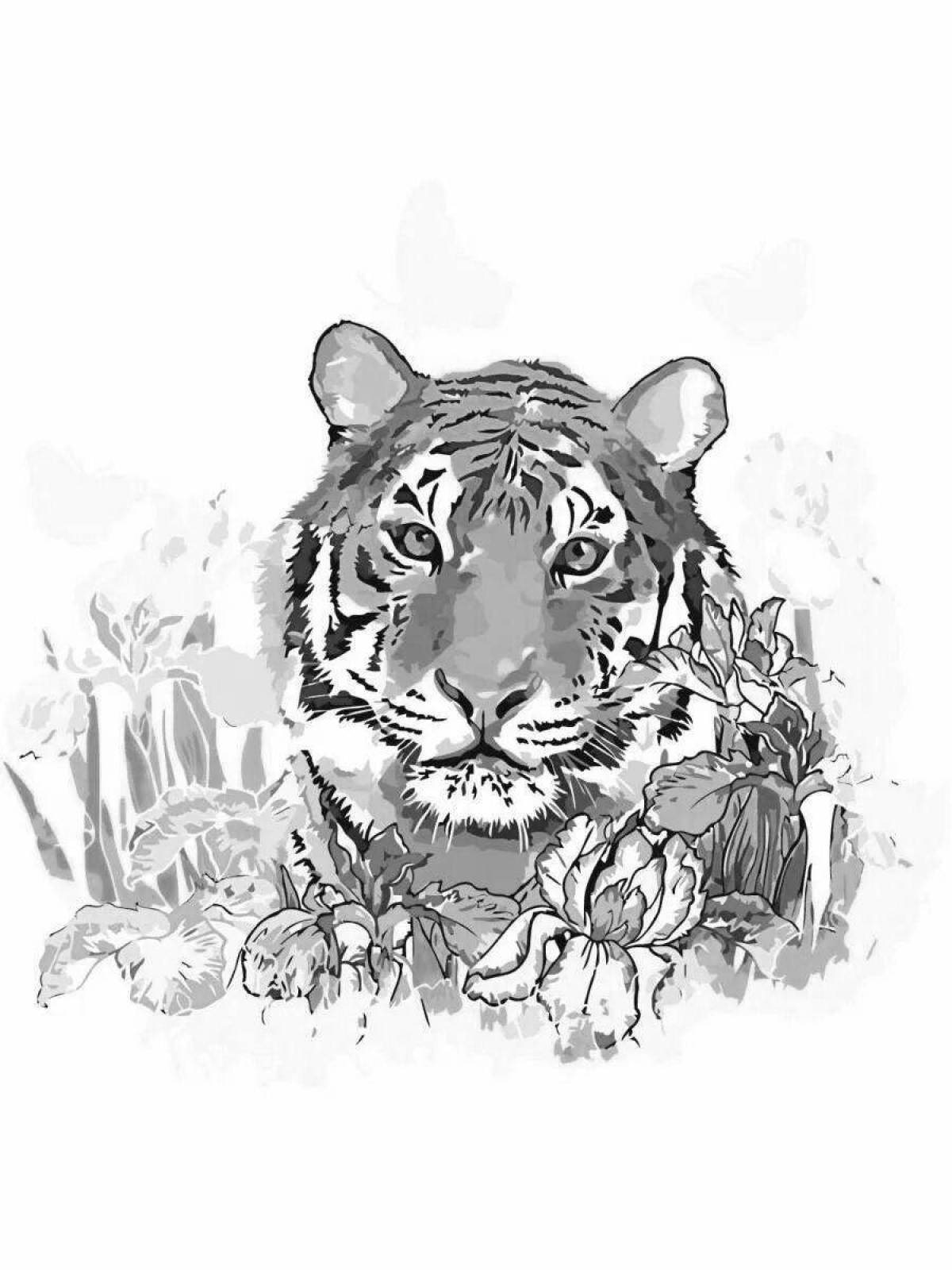 Attractive tiger coloring by numbers