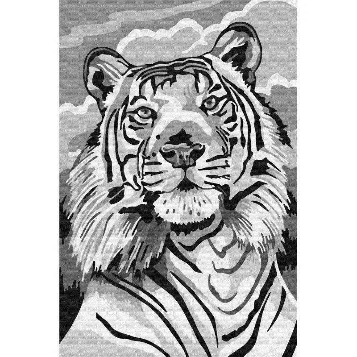 Unique tiger coloring by numbers