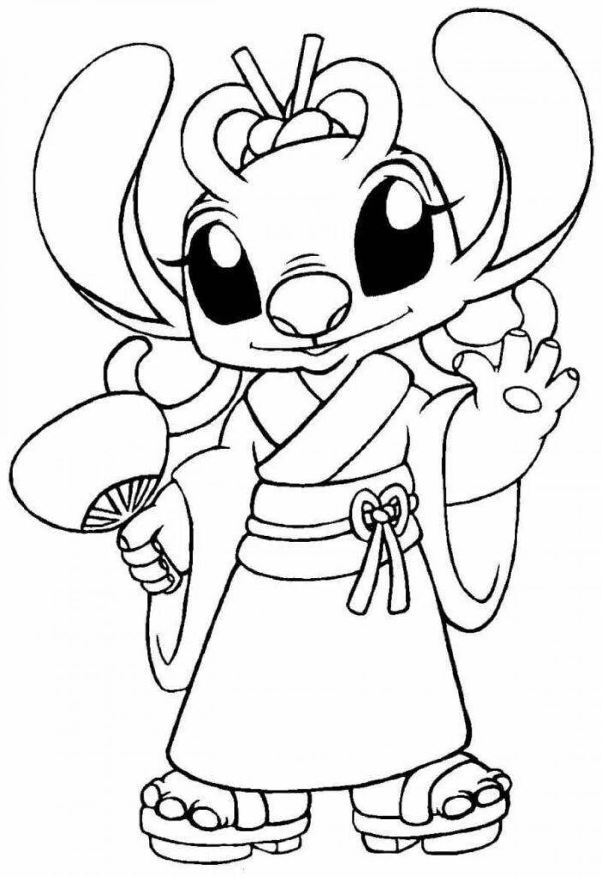Charm stitch and angel coloring page