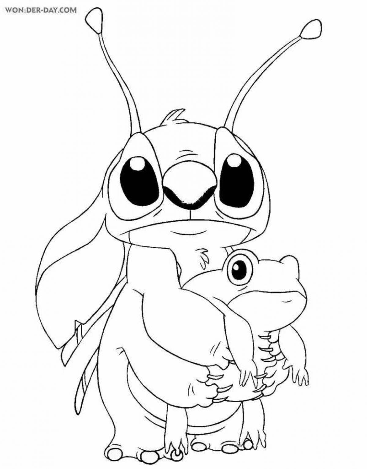 Coloring lovely stitch and angel