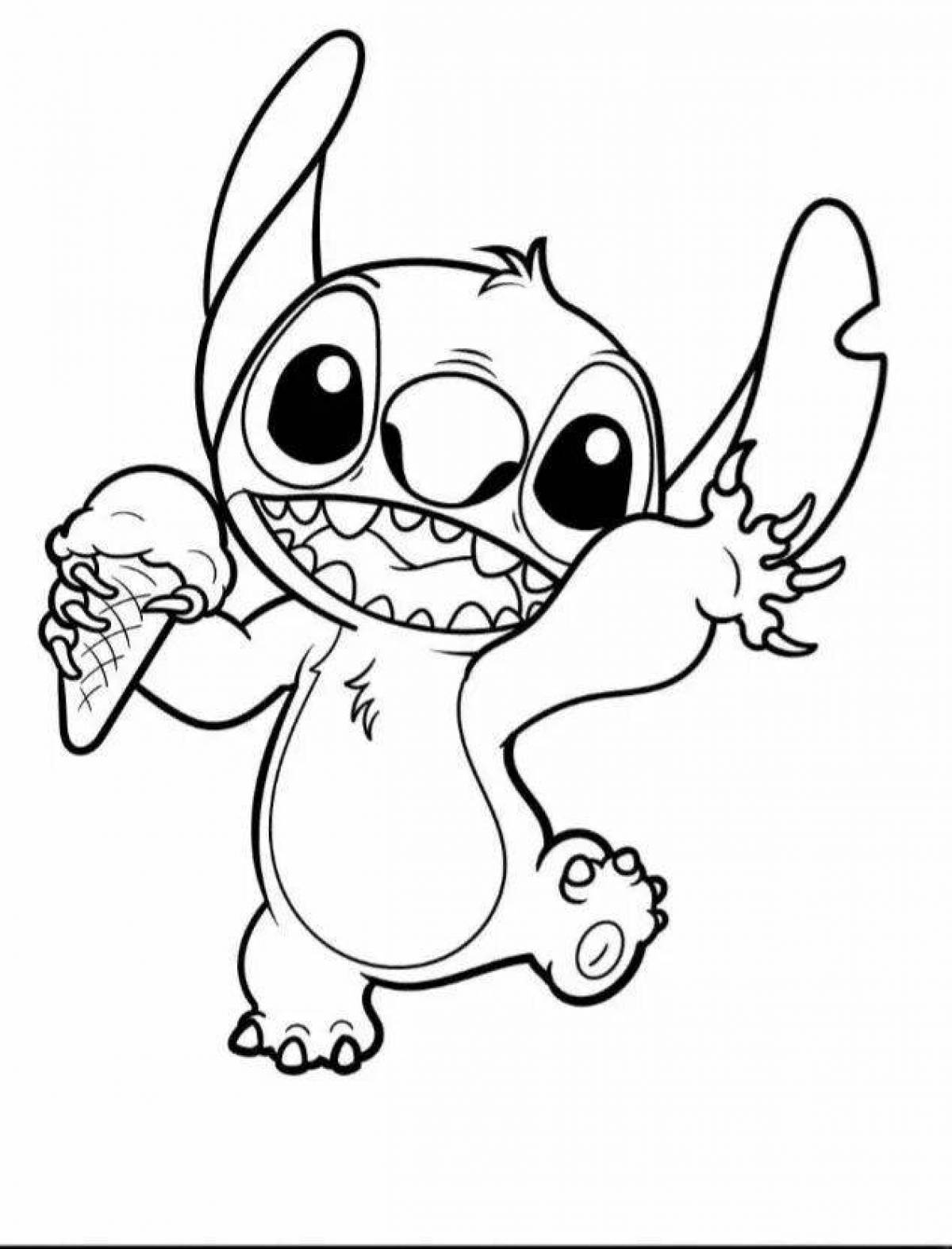 Adorable stitch and angel coloring page