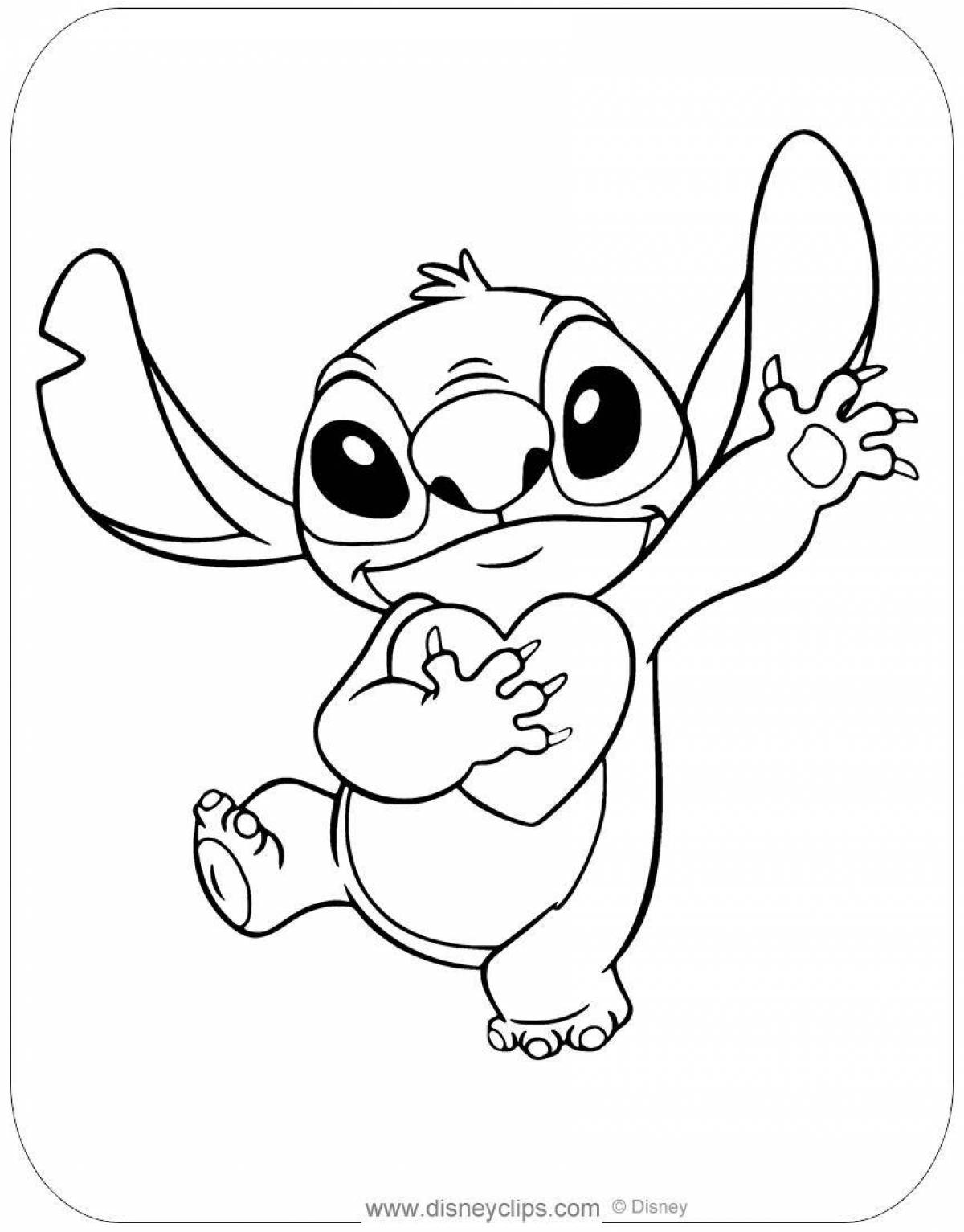 Blessed stitch and angel coloring page