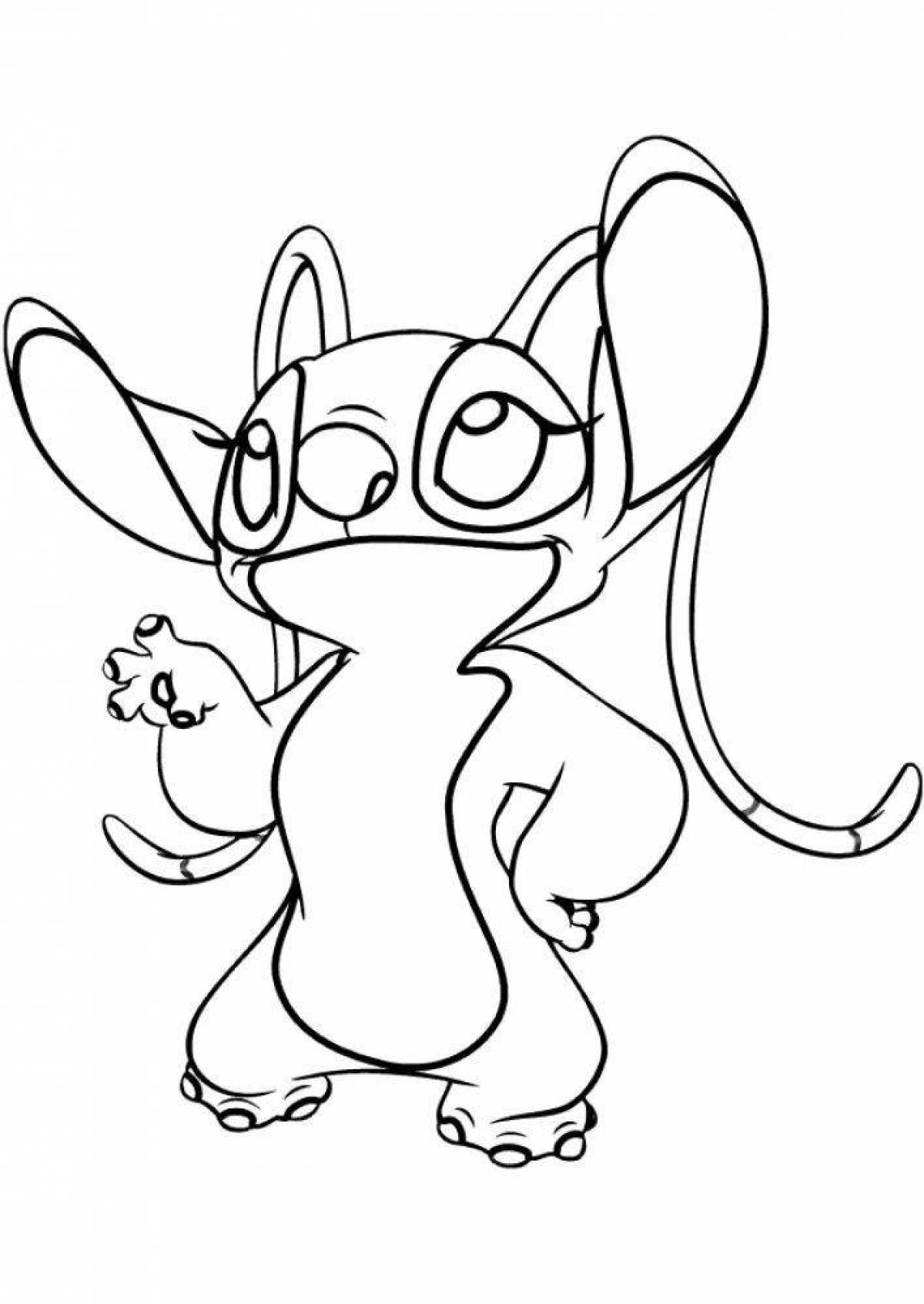 Animated stitch and angel coloring page