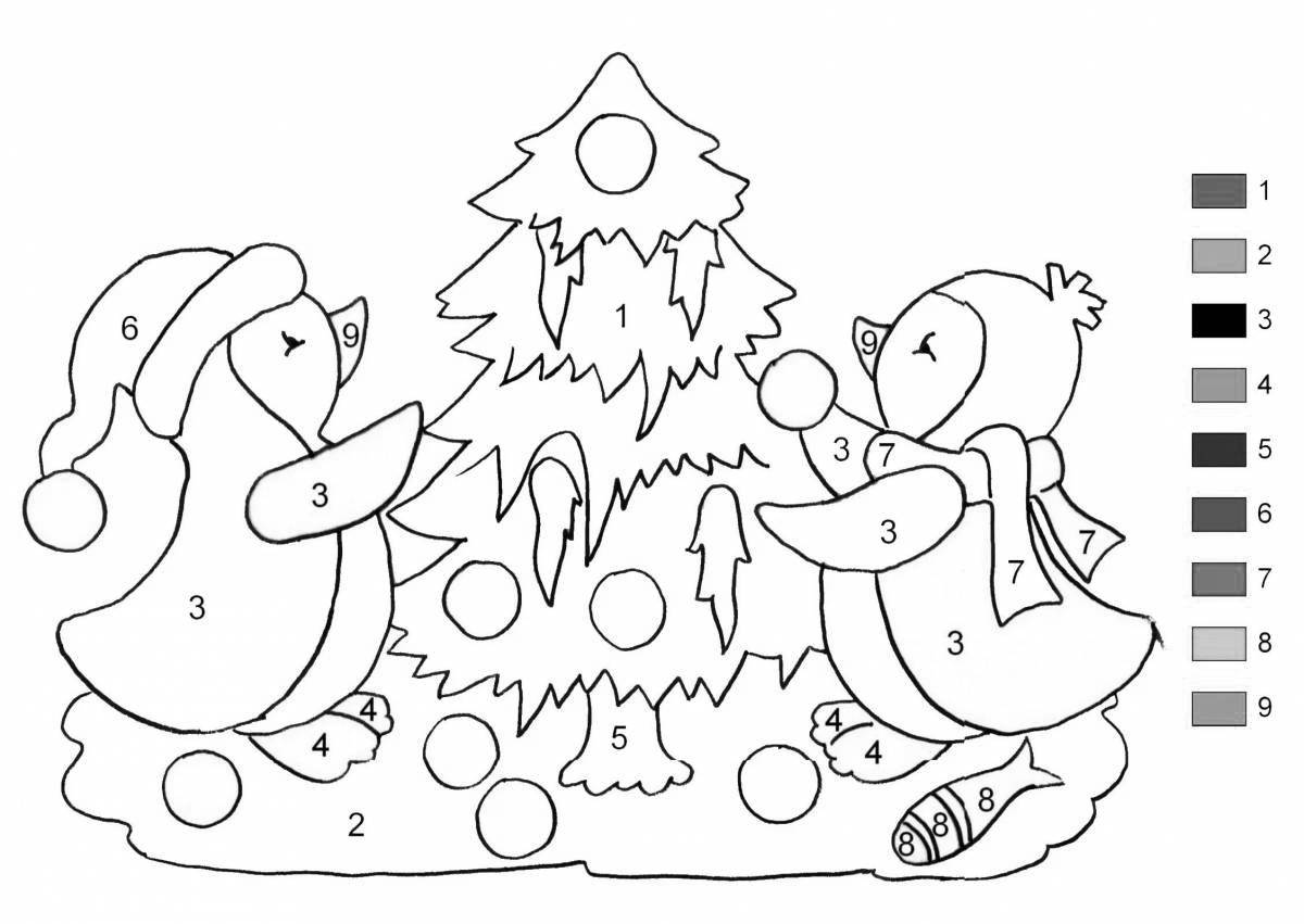 Great New Year in numbers coloring page