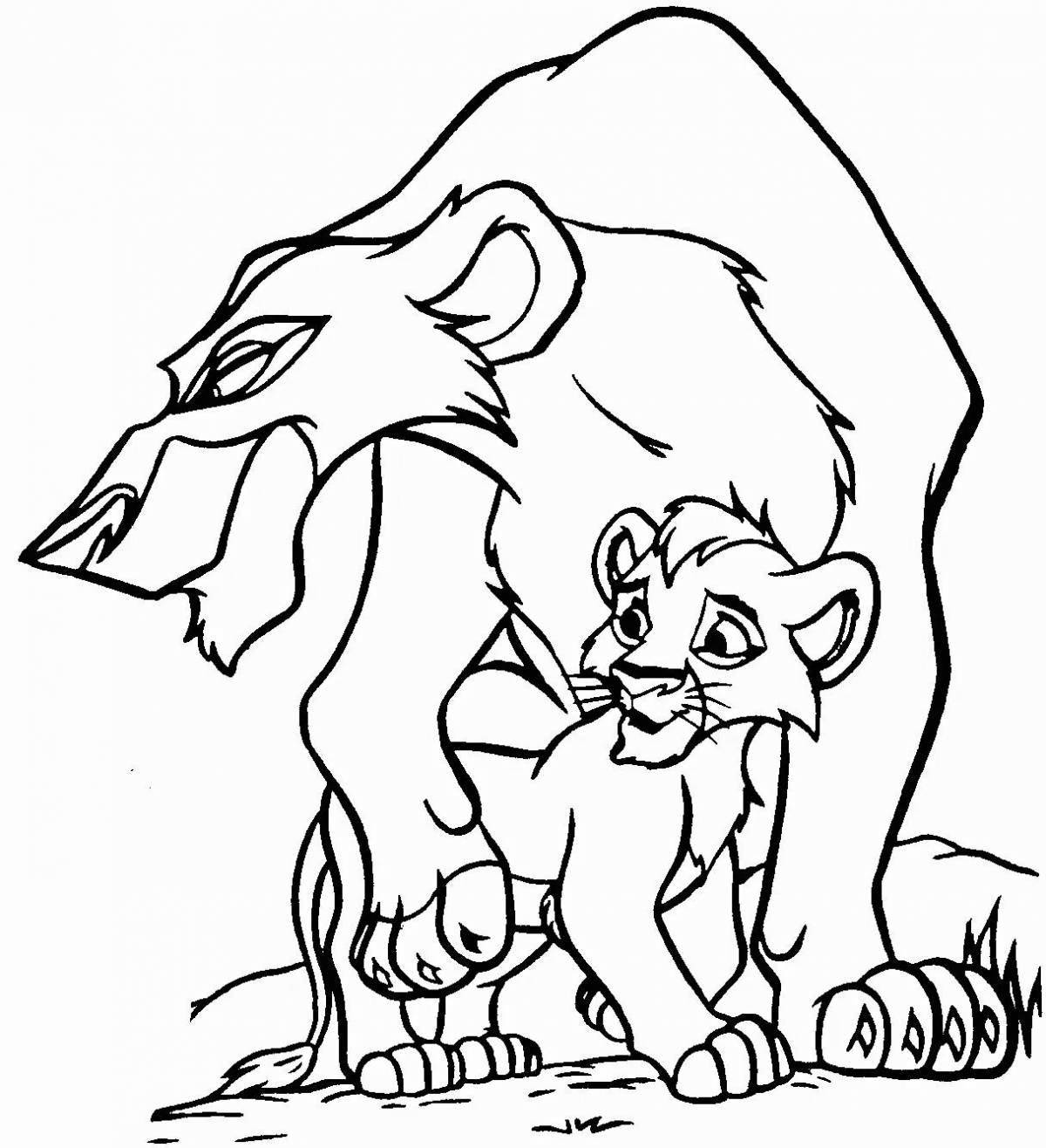 Loving Simba and Nala coloring page