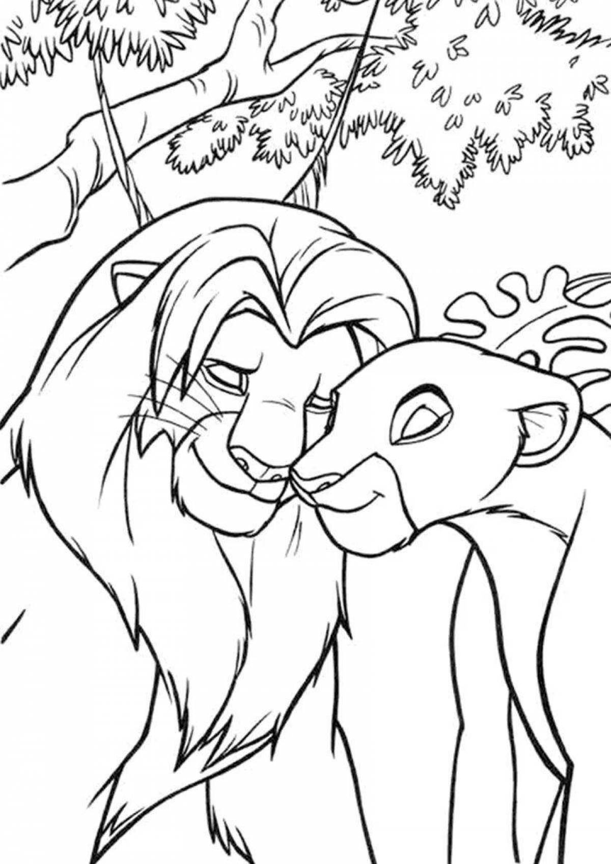 Simba and nala cute coloring page