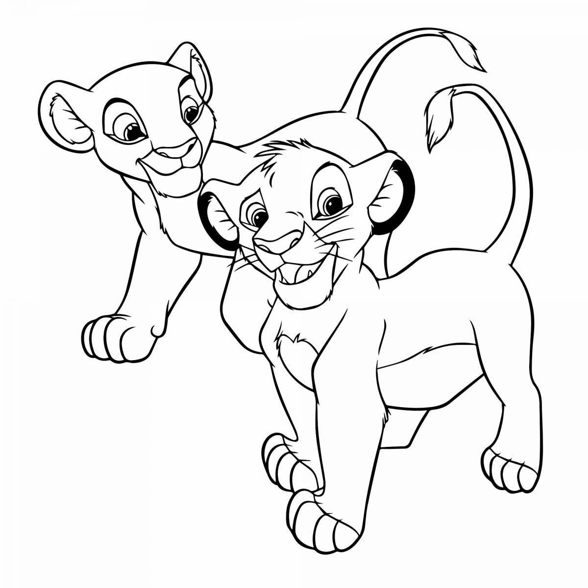 Simba and nala funny coloring book