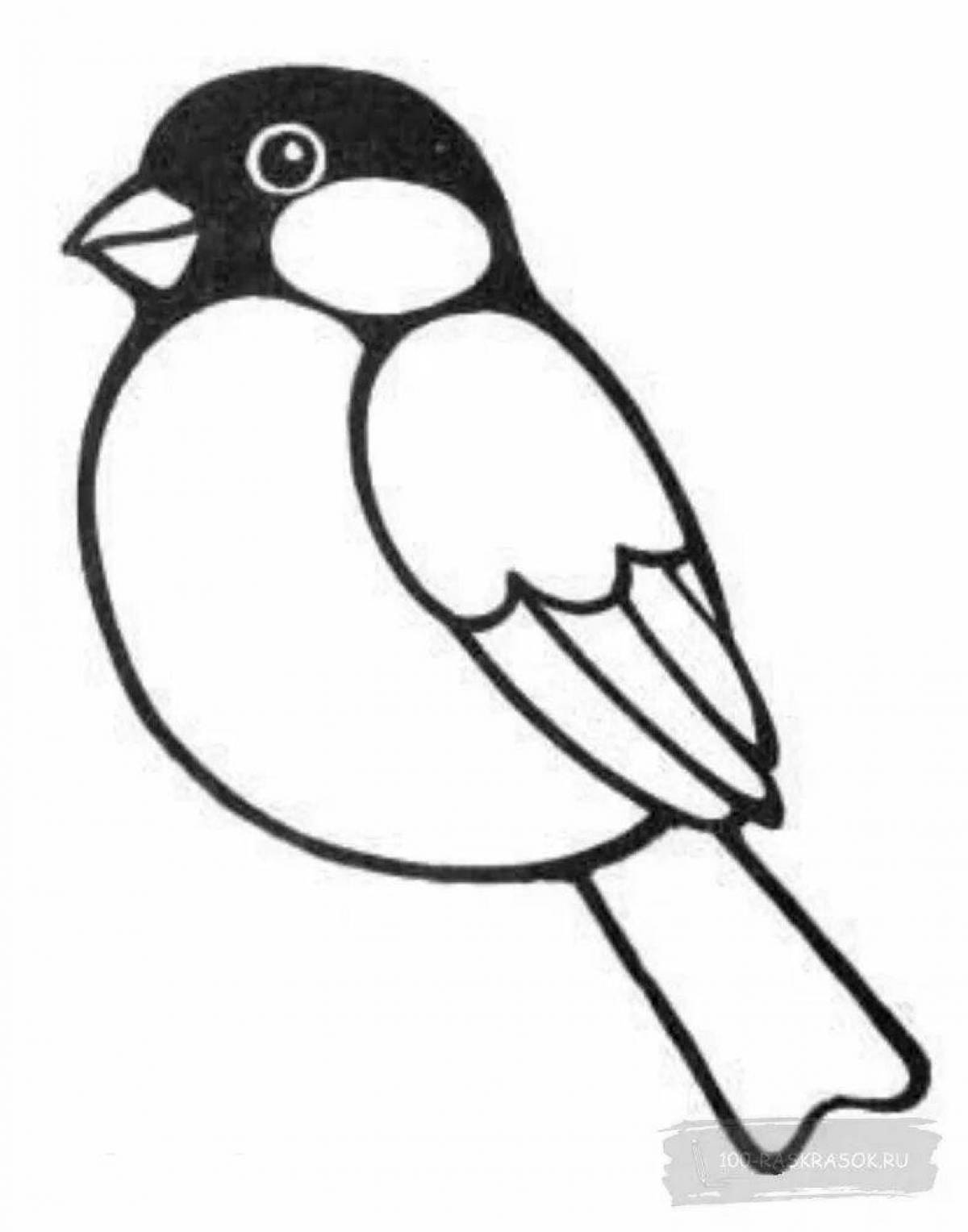Coloring book playful tit and bullfinch