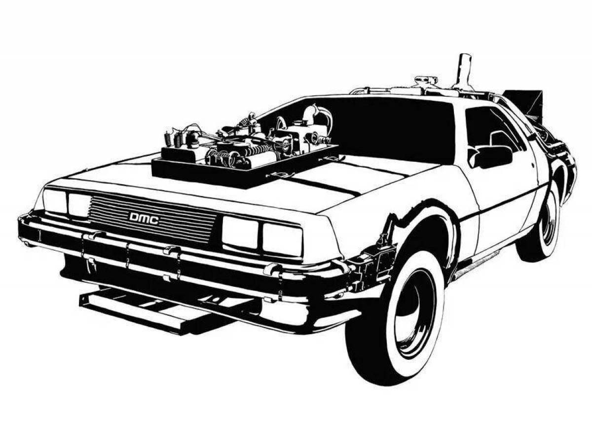 Colorful back to the future coloring page