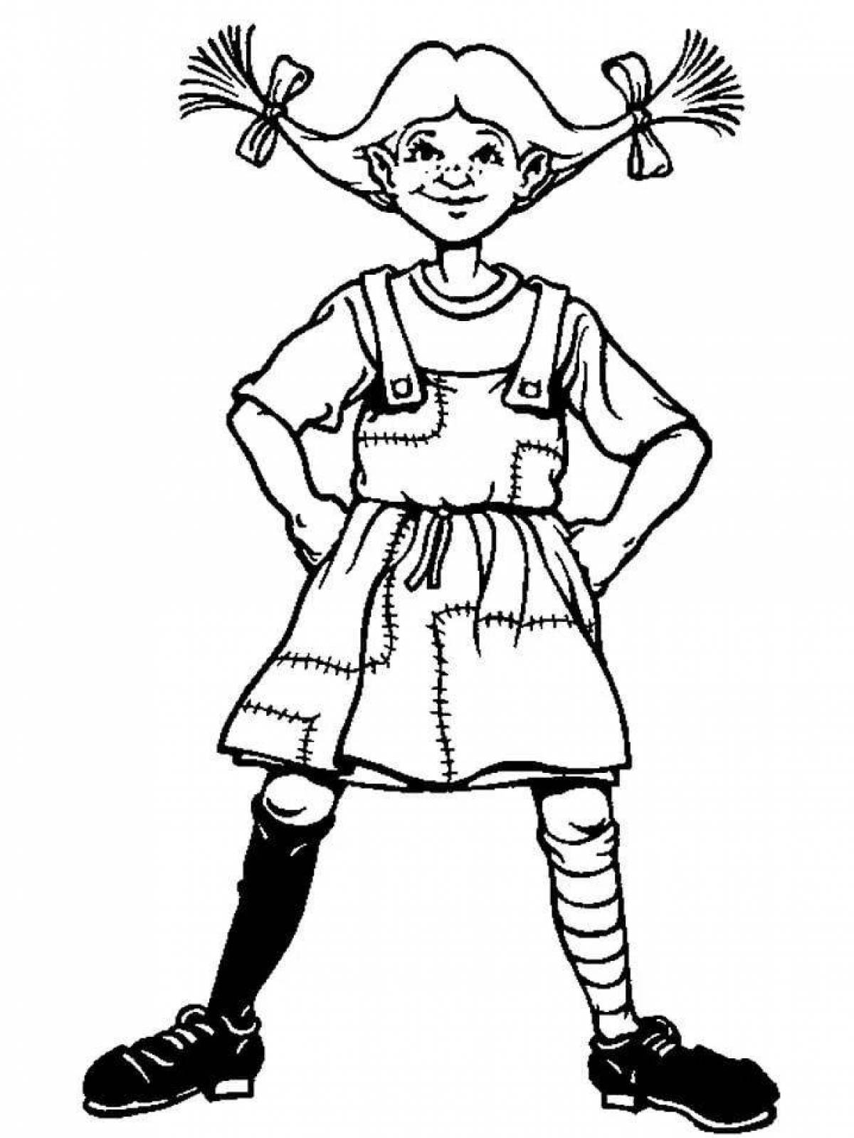 Coloring page joyful pippi longstocking