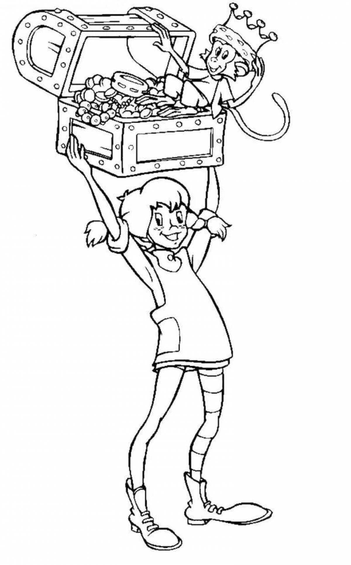 Coloring page playful pippi longstocking