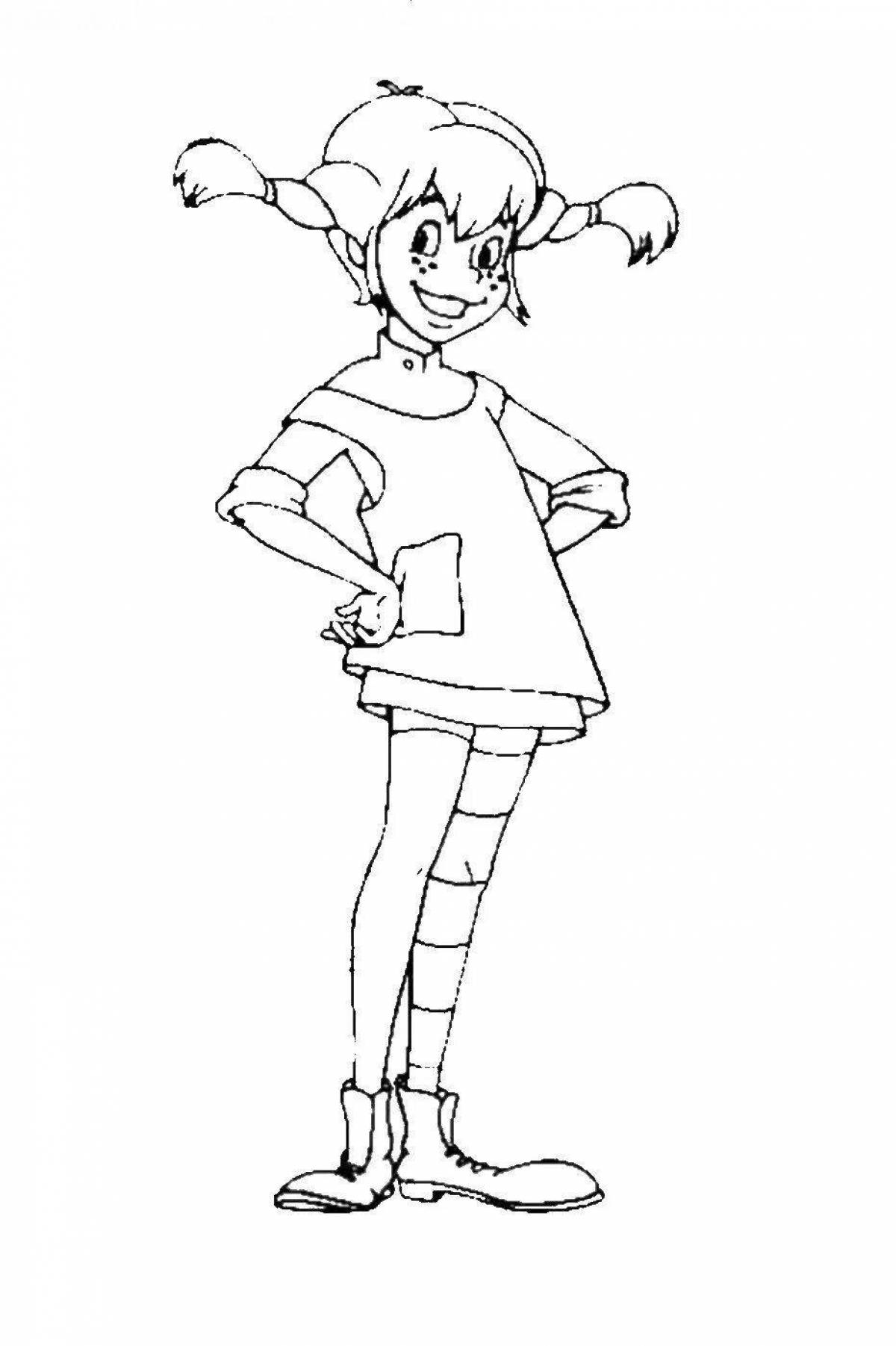 Adorable pippi longstocking coloring page