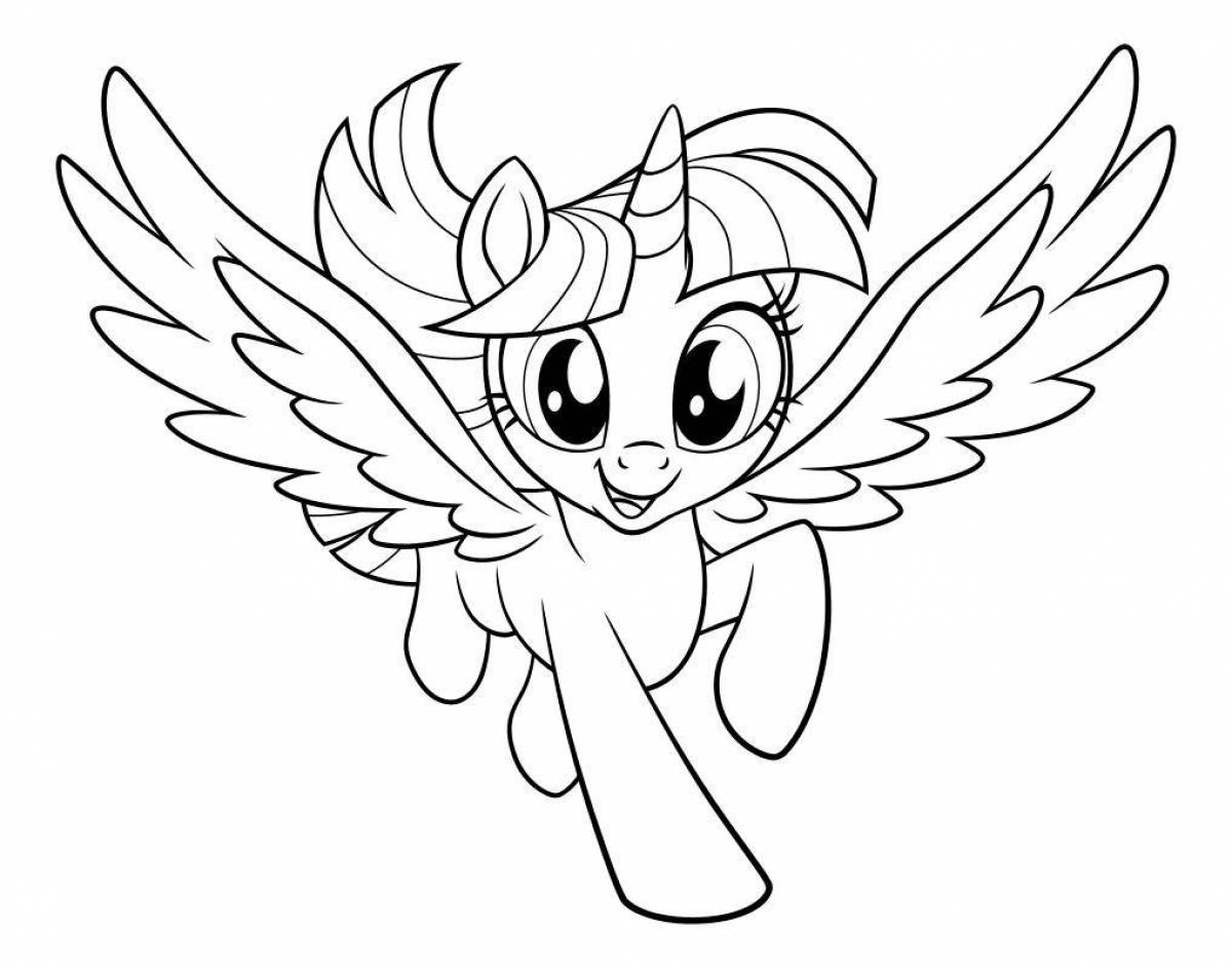 Majestic pony coloring with wings