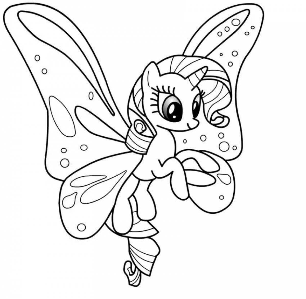 Charming pony coloring book with wings