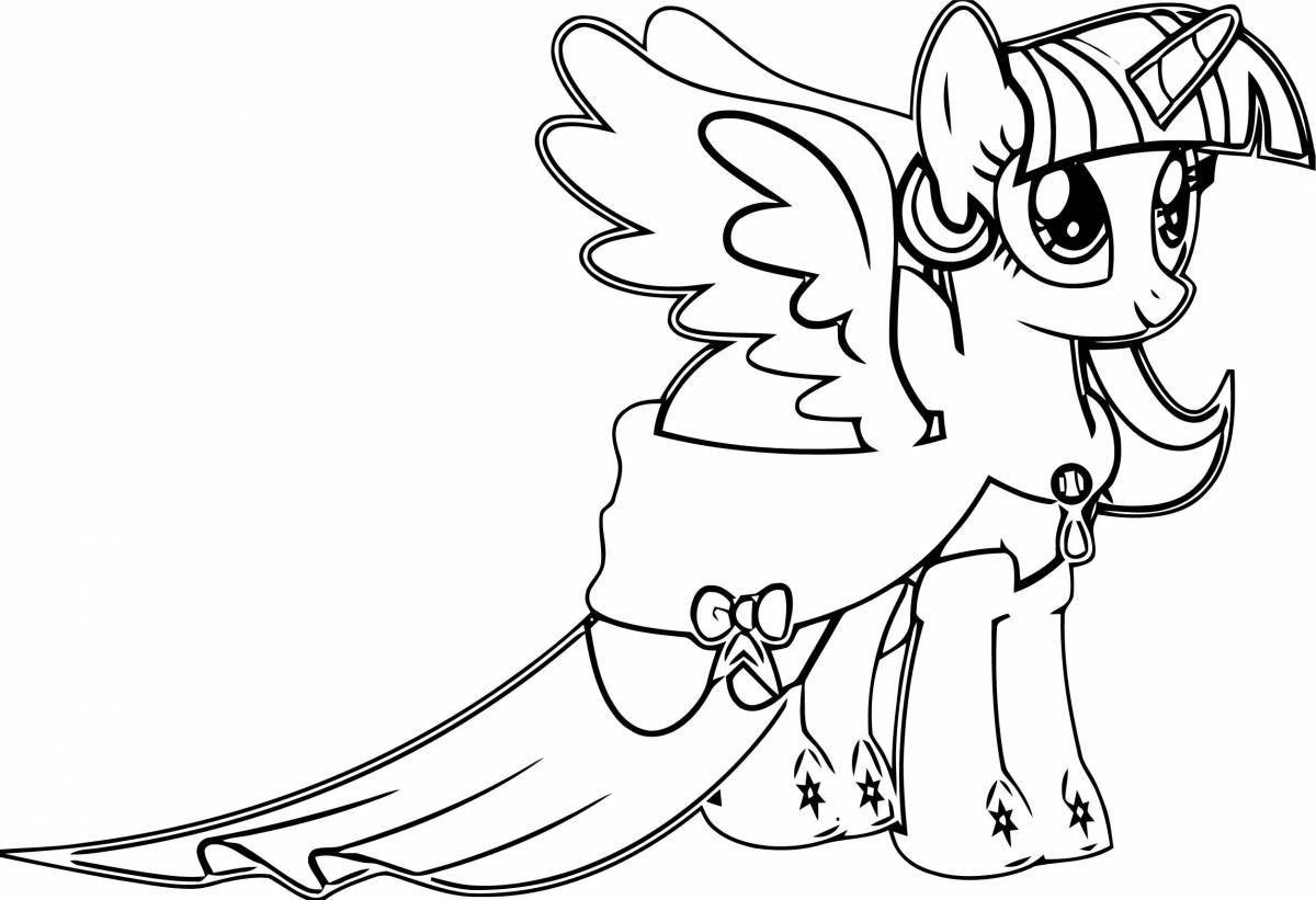 Radiant pony coloring with wings