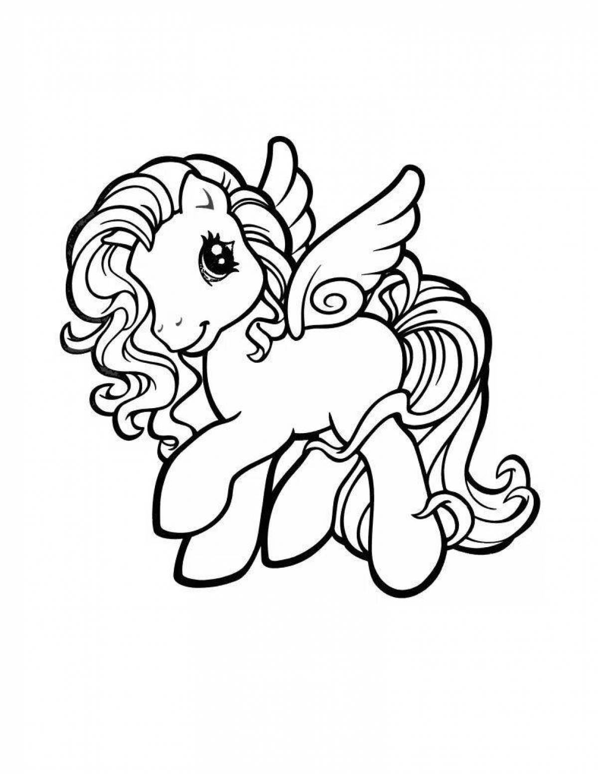 Elegant pony coloring with wings