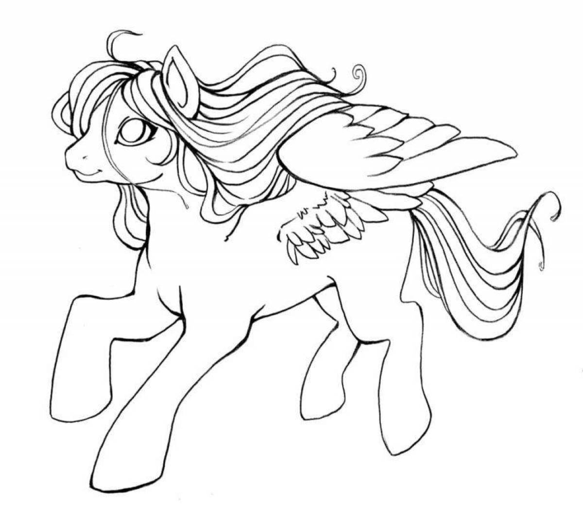 Glitter coloring pony with wings