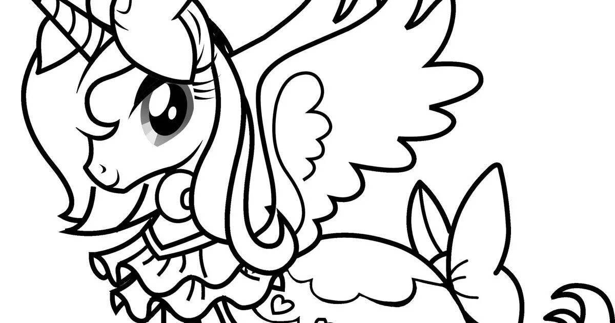 Delicate winged pony coloring