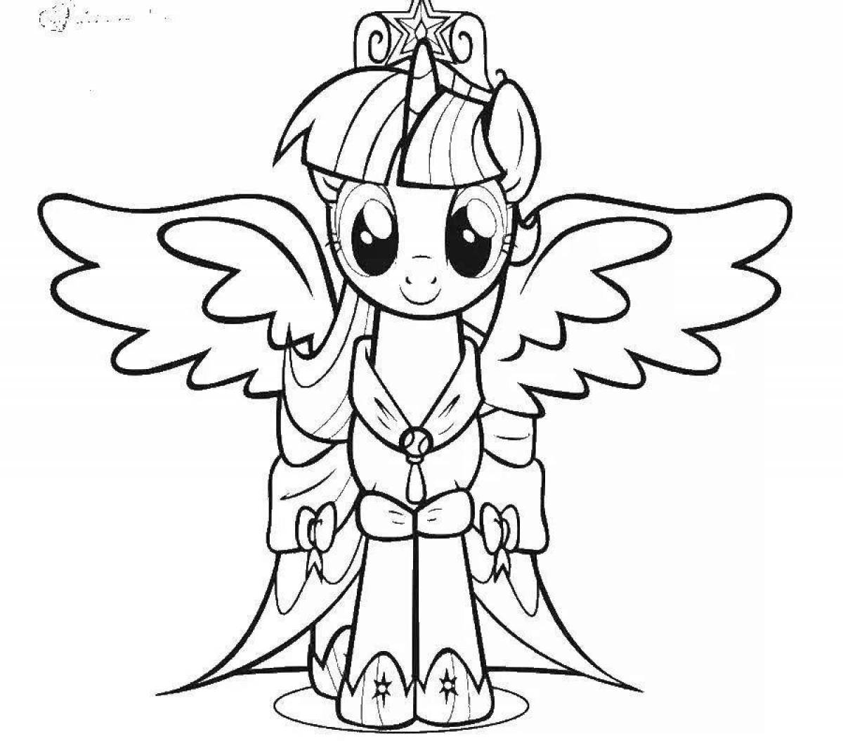 Playful pony coloring with wings